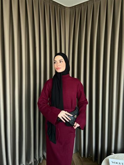 Dora Triko Elbise Bordo