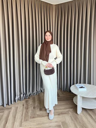 Dora Triko Elbise Ekru 