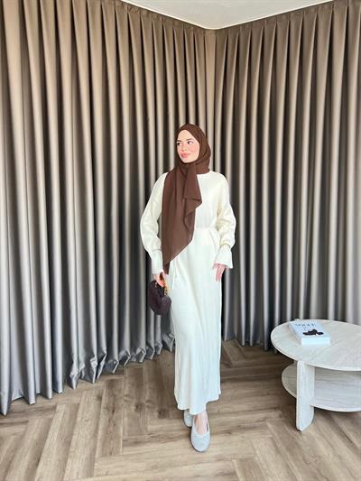 Dora Triko Elbise Ekru 