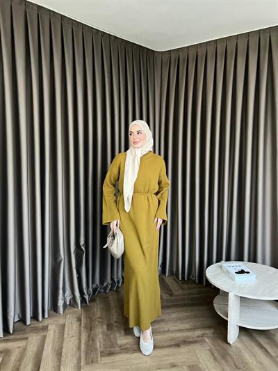 Dora Triko Elbise Hardal