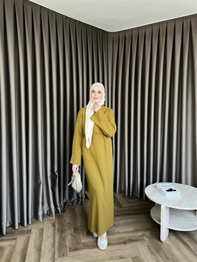 Dora Triko Elbise Hardal