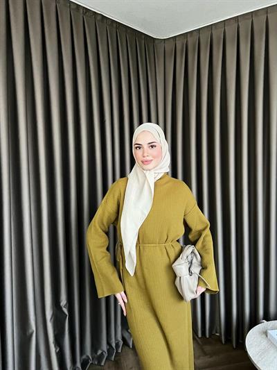 Dora Triko Elbise Hardal