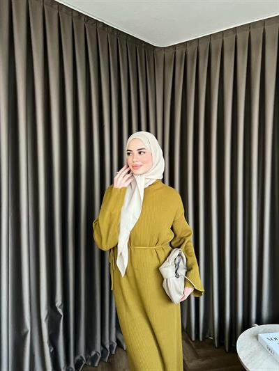 Dora Triko Elbise Hardal