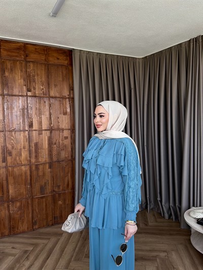 Dubai Dantel Takım - İndigo