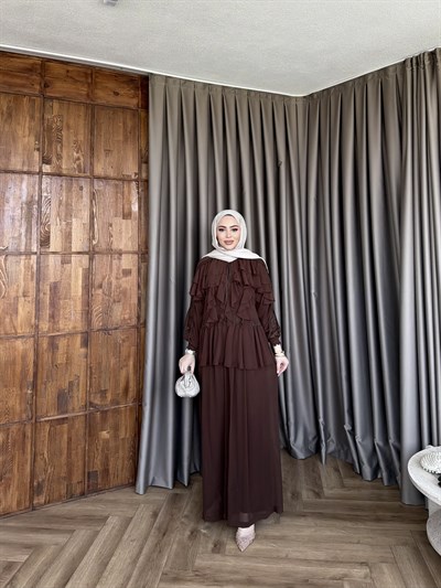 Dubai Dantel Takım - Kahve