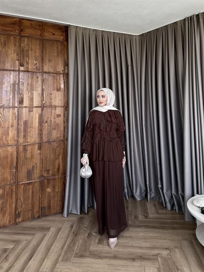 Dubai Dantel Takım - Kahve