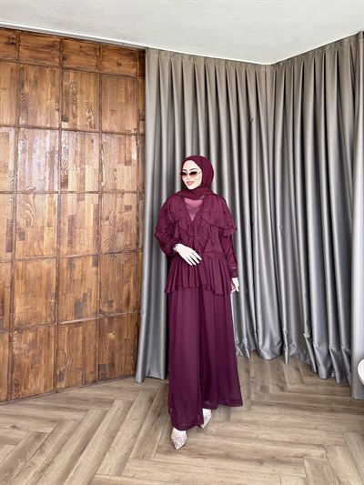 Dubai Dantel Takım - Mürdüm