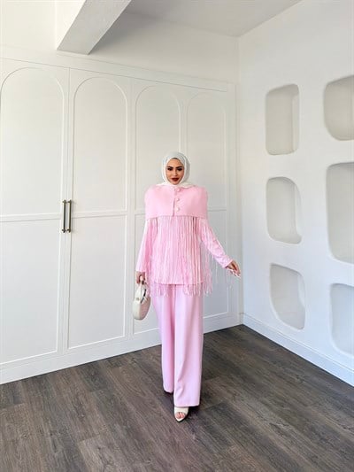 Durla Püsküllü Takım - Pembe