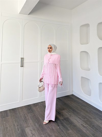 Durla Püsküllü Takım - Pembe