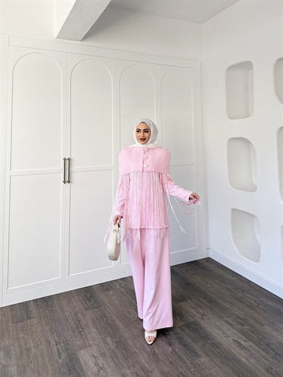 Durla Püsküllü Takım - Pembe