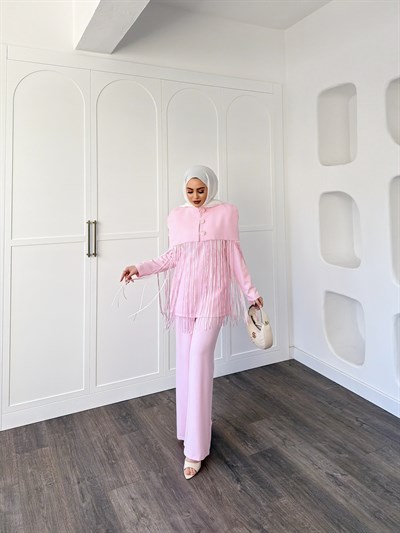 Durla Püsküllü Takım - Pembe