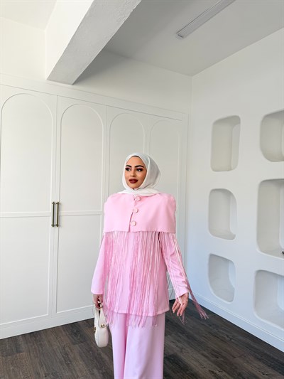 Durla Püsküllü Takım - Pembe