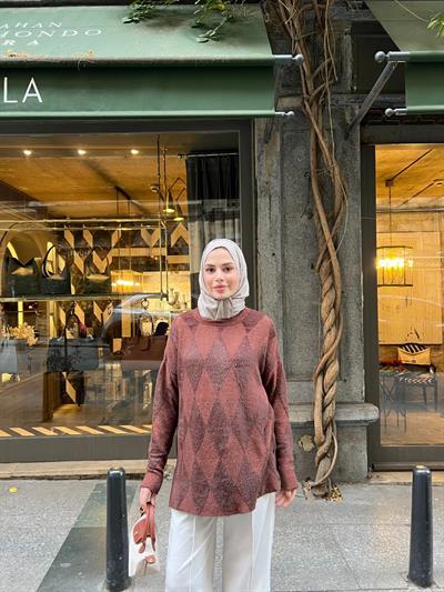 Eca Simli Desenli Kazak - Acı Kahve