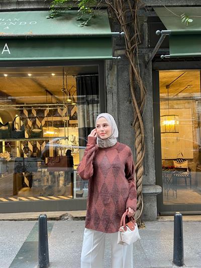 Eca Simli Desenli Kazak - Acı Kahve