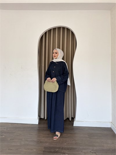 Eda Düğmeli Kot Takım 