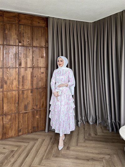 Ekim Çiçek Elbise - Pembe