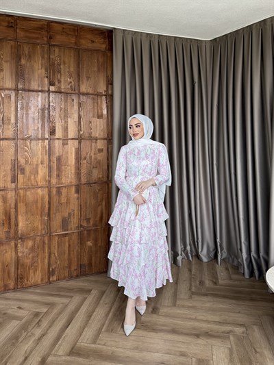 Ekim Çiçek Elbise - Pembe