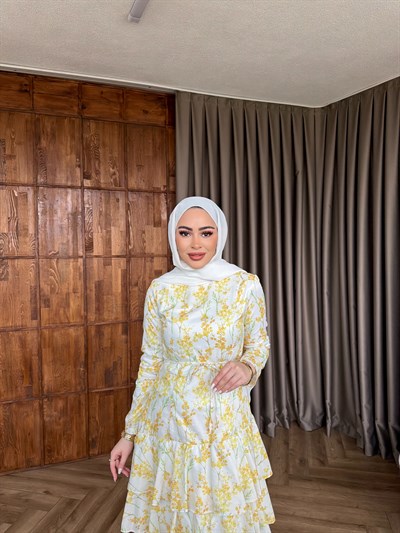 Ekim Çiçek Elbise - Sarı