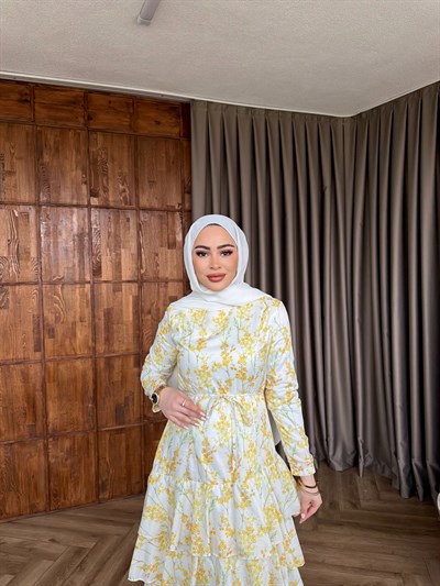 Ekim Çiçek Elbise - Sarı