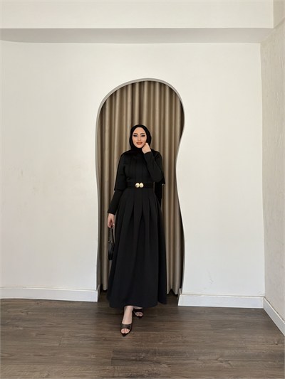 Ella Scuba Elbise - Siyah