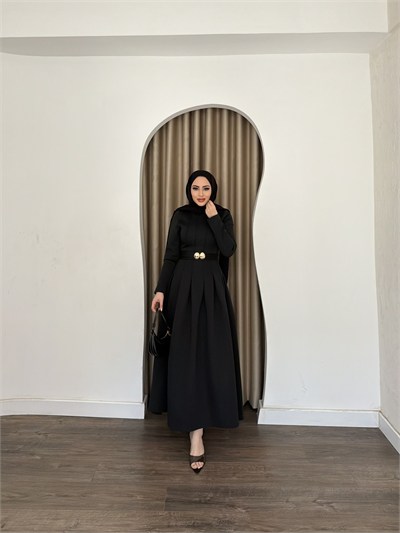 Ella Scuba Elbise - Siyah