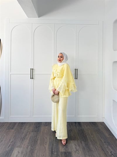 Ena Fırfır Detaylı Takım - Sarı