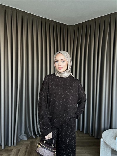 Erla Taş Detaylı Takım - Acı Kahve