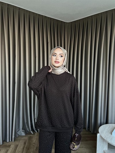 Erla Taş Detaylı Takım - Acı Kahve