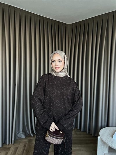 Erla Taş Detaylı Takım - Acı Kahve