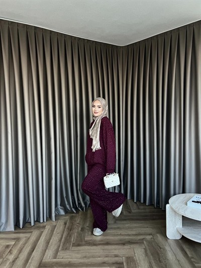 Erla Taş Detaylı Takım - Mürdüm