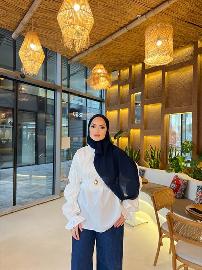 Es Balon Kol Gömlek - Beyaz