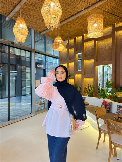 Es Balon Kol Gömlek - Pembe