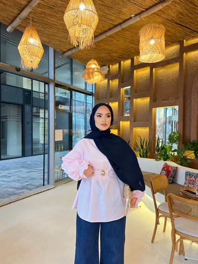 Es Balon Kol Gömlek - Pembe