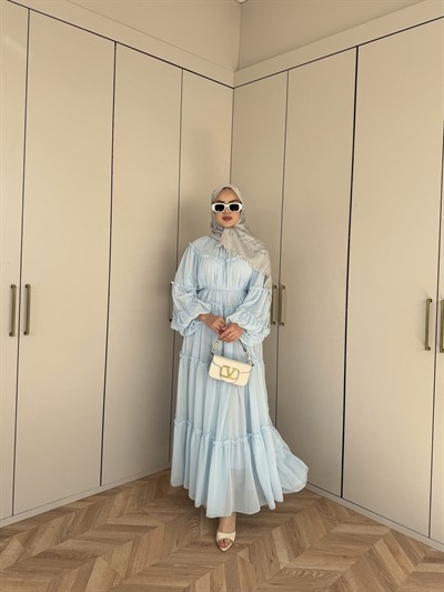 Esso Şifon Elbise - Bebe mavi(ÖN SİPARİŞ)