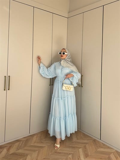 Esso Şifon Elbise - Bebe mavi(ÖN SİPARİŞ)