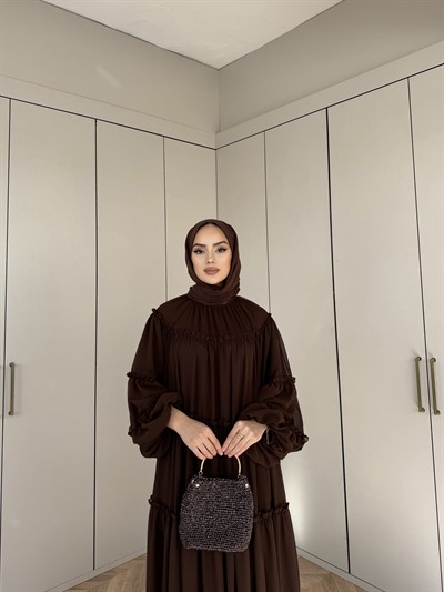 Esso Şifon Elbise- Kahve(ÖN SİPARİŞ)