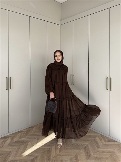 Esso Şifon Elbise- Kahve(ÖN SİPARİŞ)