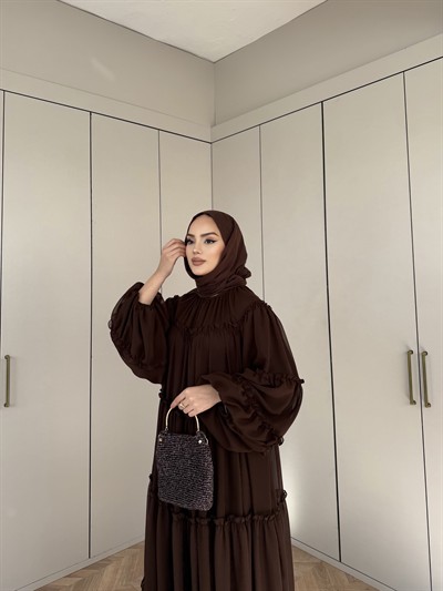 Esso Şifon Elbise- Kahve(ÖN SİPARİŞ)