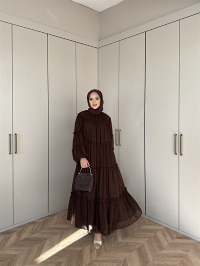 Esso Şifon Elbise- Kahve(ÖN SİPARİŞ)