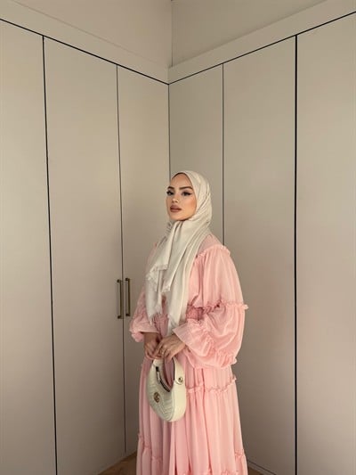 Esso Şifon Elbise - Pudra(ÖN SİPARİŞ)