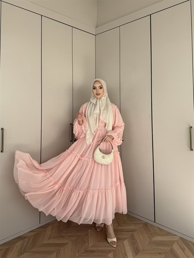 Esso Şifon Elbise - Pudra(ÖN SİPARİŞ)