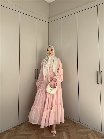 Esso Şifon Elbise - Pudra(ÖN SİPARİŞ)