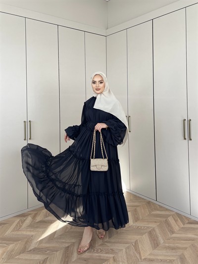 Esso Şifon Elbise - Siyah(ÖN SİPARİŞ)