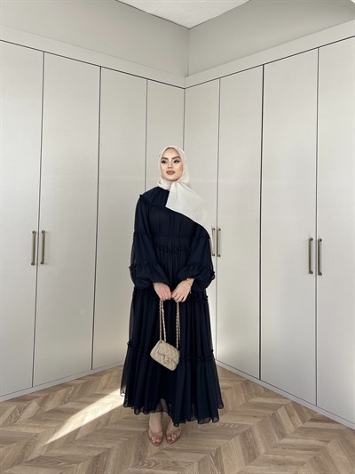 Esso Şifon Elbise - Siyah(ÖN SİPARİŞ)