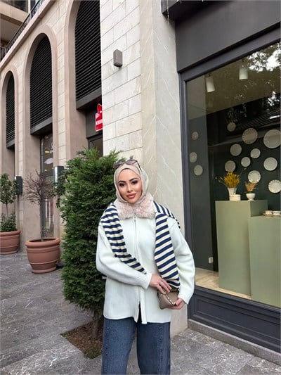 Eva Kürk Detaylı Hırka - Beyaz
