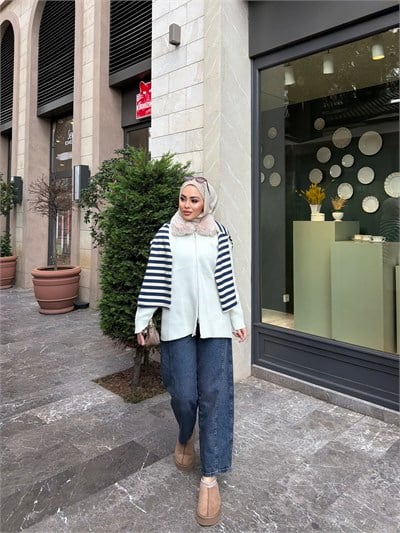 Eva Kürk Detaylı Hırka - Beyaz