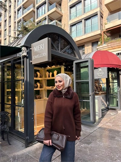 Eva Kürk Detaylı Hırka - Kahve