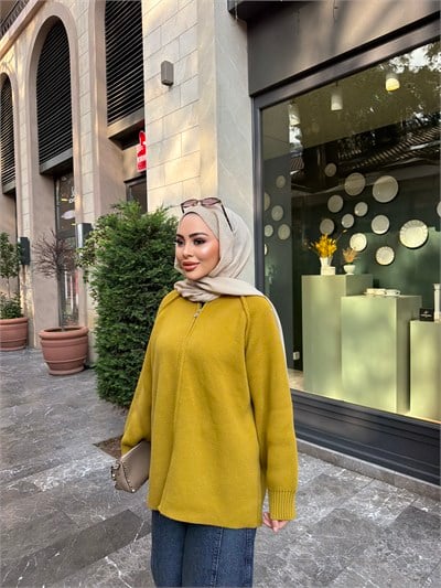 Eva Kürk Detaylı Hırka - Yağyeşil