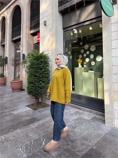 Eva Kürk Detaylı Hırka - Yağyeşil