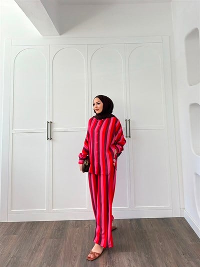 Ezel Etnik Desen Takım - Kahve